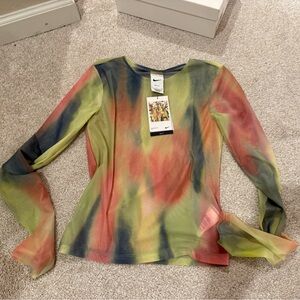 Nike Sheer Printed Womens Artist Collection Dri Fit Mesh Long Sleeve Top